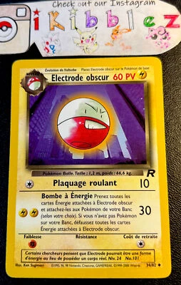 French Dark Electrode (Electrode Obscur) 34/82 LP Vintage Rocket Pokémon Card! - Image 1 of 2