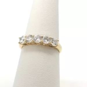 14k Gold 5 Stone Wedding Band Anniversary Ring Setting sz7 - Picture 1 of 7