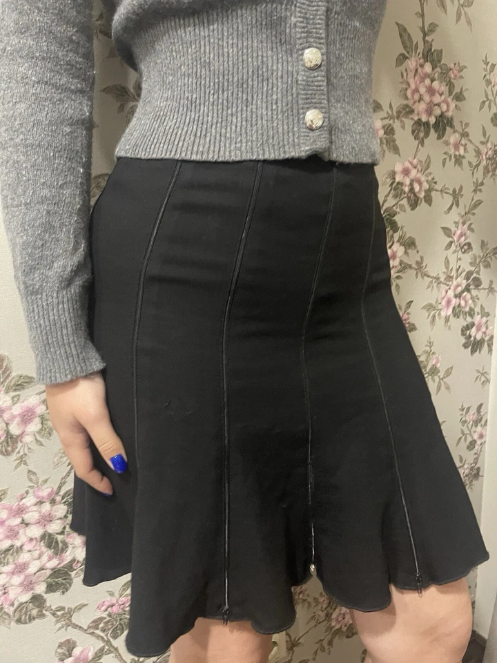 Sonia Rykiel Skirt Wool Blend Zipped Vtg 90s 80s Grunge Y2K Avant Garde Sz 38 - Image 1 of 4