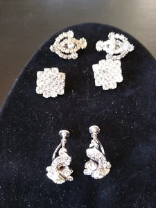 Pendientes vintage ~ 3 pares ~ plateado/brillante - Imagen 1 de 17