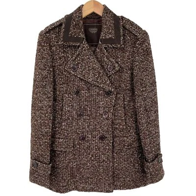 Chaquetón Coach de lana mezcla de mohair tweed marrón para mujer talla 8 Foto 1 de 4