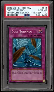 Yugioh PSA 10 GEM MINT Dust Tornado PSV-EN011 Super Rare EN Print 2004 - Picture 1 of 2