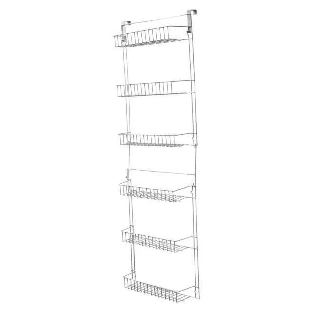Lavish Home White 6-Tier Adjustable Pantry Shelves and Door Rack for Home Org...