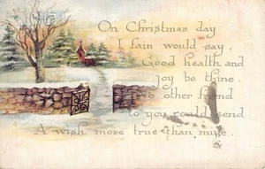 Vintage Postcard: On Christmas Day, Country Church, DB Posted 1916 - Picture 1 of 2
