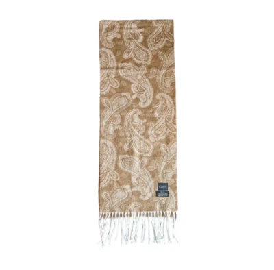 Cejón Beige Tostado Cachemira 100% Acrílico Bufanda Mantón Flecos Hecho en Italia Invierno Foto 1 de 4