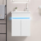 16" Bathroom Vanity with Sink,radar sensing light,Wall Mounted Vanity Cabinet