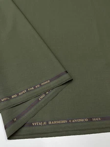 GREEN 120'S Wool & Kid Mohair Suiting Fabric VITALE BARBERIS CANONICO 1.35 m - Picture 1 of 10