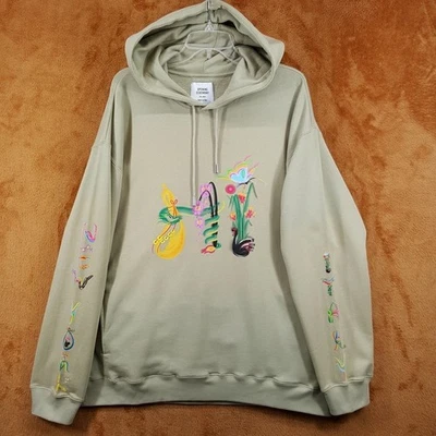 OPENING CEREMONY Big Hi Hoodie Large Sage Green Floral Dragon 100% Cotton $520 - Image 1 of 4
