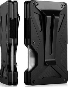 Portefeuille Tactique Blocage RFID pour Homme Mince Aluminium Minimaliste Porte Carte Argent - Photo 1/8