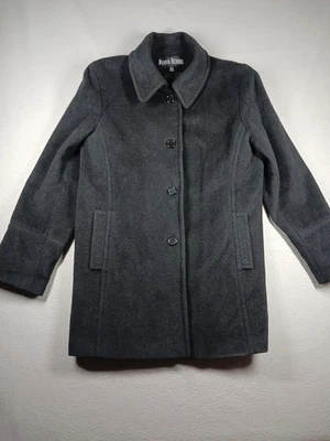 Abrigo De Colección Marvin Richards Lana Cachemira Botón Delantero Mujeres XL Negro Bolsillos Forrado Foto 1 de 4