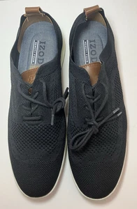 IZOD Memory Foam Knit Sneakers Casual Lace Up Shoes Black - Picture 1 of 8