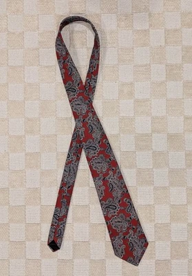 Corbata de seda vintage Oleg Cassini roja y azul cachemira Foto 1 de 2