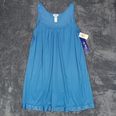 Vtg Vanity Fair Sleeveless Nylon Night Gown Womens Med Blue Nightie 30-107 New - Image 1 of 4
