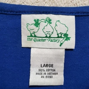Quacker Factory Womems Blue T Shirt Rhinestones Large L  - Picture 1 of 5