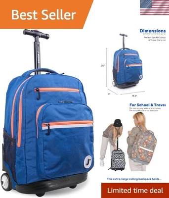 Mochila con ruedas Sundance de 20 pulgadas para niños y niñas - azul marino, diseño de varios bolsillos Foto 1 de 4