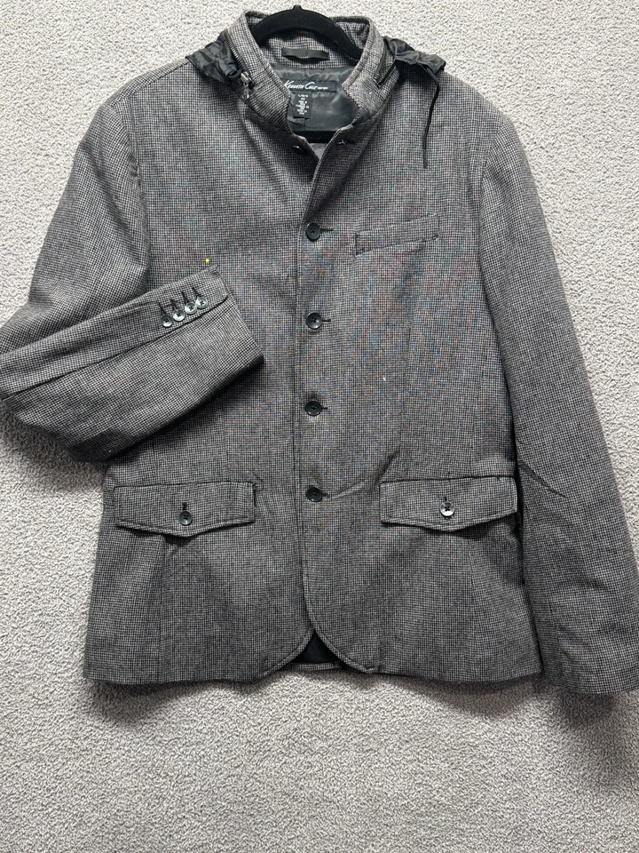 Blazer Kenneth Cole New York L 44 Gris Micro-Check Chaqueta con Capucha Para Hombre Foto 1 de 4
