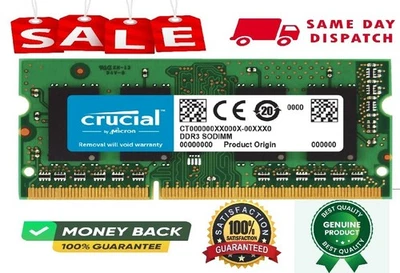 NEW Crucial 8GB 1X8GB DDR3 2RX8 1333MHz PC3-10600S 204pin Laptop Memory RAM Mac - Image 1 of 3