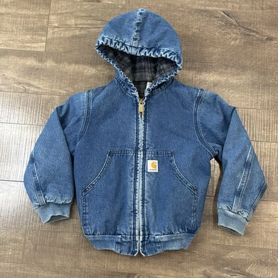 Chaqueta de mezclilla vintage años 90 YOUTH pequeña carhartt con capucha forrada manta y07 DST Foto 1 de 4