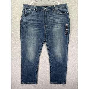 Lucky Brand Jeans Mens 50x32 Blue Denim Athletic Straight Stretch Whiskered - Picture 1 of 10