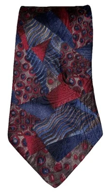 Corbata de seda italiana Oleg Cassini rojo profundo azul y púrpura EE. UU. 3,75” 58” L. De colección Foto 1 de 4