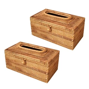 2x Gestell Rattan Taschentuchbox Elegant Wohndeko Handarbeit Schreibtisch Tissue6767 - Bild 1 von 9