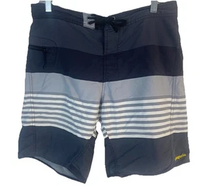 Patagonia Board Shorts Mens 32x 9" Grey Stripes Nylon Unlined Zip Pocket - Picture 1 of 7