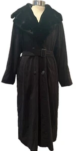 Four Seasons Padded Rain Coat Detachable Lining & Collar Black Peach Skin UK 14 - Picture 1 of 23