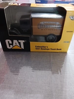 Ertl, 1931 Hawkeye Box Truck, #2440 Caterpillar, Diecast Metal  Coin Bank NIB - Image 1 of 4