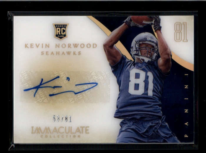 KEVIN NORWOOD 2014 IMMACULATE ROOKIE JERSEY NUMBER AUTOGRAPH AUTO #53/81 AK2501 - Image 1 of 1
