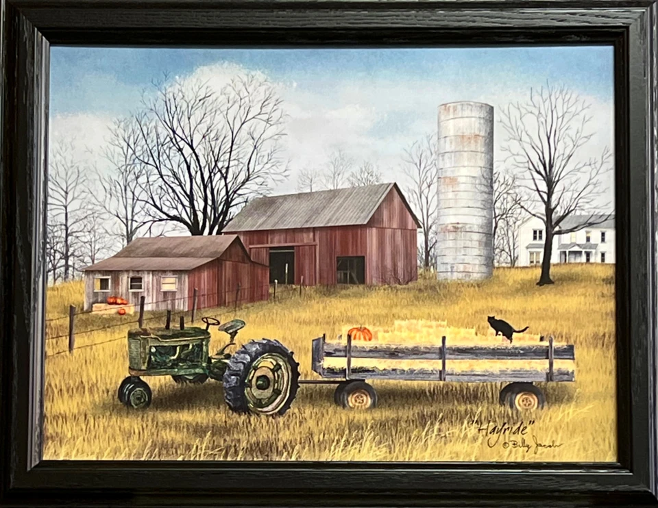 Billy Jacobs Hayride Farm Black Cat Fall Studion Canvas Framed 19 x 15 - Image 1 of 1