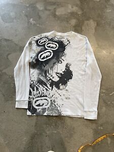Vintage Cyber Y2K Mens Ecko Unltd White Thermal Long Sleeve Shirt Graffiti Large
