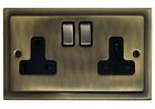 G&H TAB310 Trimline Plate Antique Brass 2 Gang Double 13A Switched Plug Socket