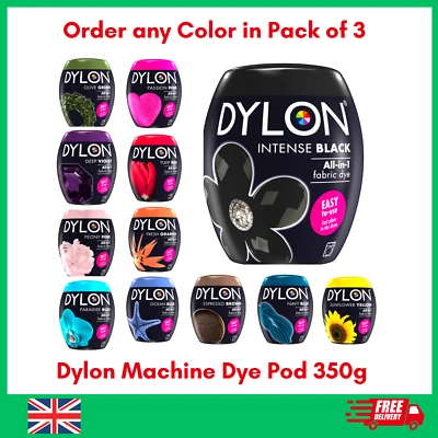 Dylon Machine Dye Pods 350g Fabric Colour Dye All Colours Available in Pack of 3 - Image 1 of 4