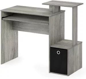 Schreibtisch mit Ablage Computer und Einschub Eiche Bürotisch Grau Regal Schwarz - Bild 1 von 10