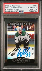 2022-23 O-Pee-Chee Black Rainbow Foil Wyatt Johnston #/100 PSA 10 AUTO Signed - Picture 1 of 1