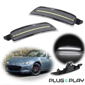 Par de luces de señalización delanteras LED blancas transparentes de 2 piezas para Mazda MX-5 Miata 2016-2023 - Imagen 1 de 11