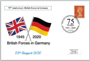 2020 75th anniv british forces in germany militaria flags postal card 150 x 100