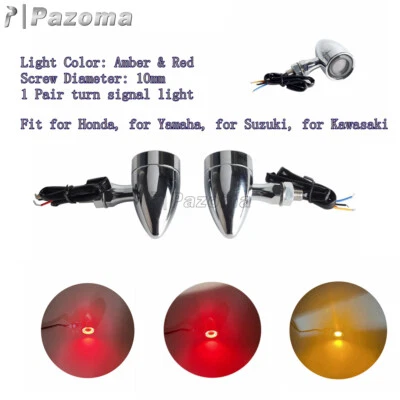 Luces de señal de giro cromadas lámpara trasera para Yamaha FZ1/FZ6/FZ8 Suzuki Honda Kawasaki Foto 1 de 4