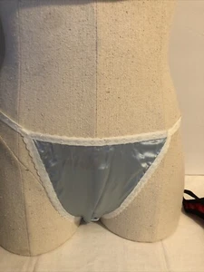 Seidig glänzendes SATIN Höschen MINI TANGA String Bikini elfenbein Spitze - Bild 1 von 5