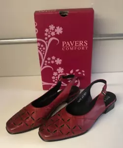 Pavers Ladies Slingback Sandal Front Contrast Stitch Red ( Size 8 UK / 41 EUR ) - Picture 1 of 8