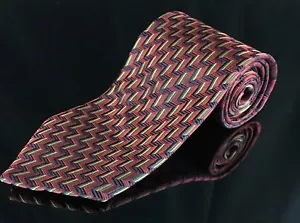 Hermosa Corbata Fratelli Multicolor Rojo Amarillo Azul Zigzag 100% Seda Italia - Imagen 1 de 7