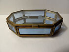 Via Vermont Etched Brass and Glass 8 sided Trinket Box made in Mexico
