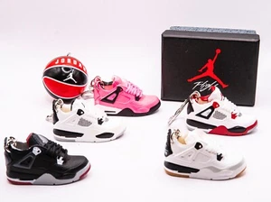 NIKE Jordan 4 MINI TRAINER SNEAKER KEYRING   BOX   BBALL Gift Set UK SHIPPING! - Picture 1 of 47