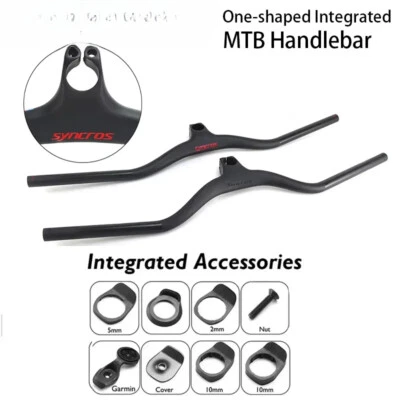 MTB Bicycle Integrated Carbon Fiber Handlebar with Stem -8/-17/-25 Degree 740mm - Image 1 of 4