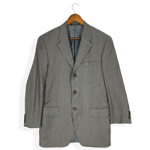 Zanella Wool Silk Blazer Mens 40 Gray Herringbone Italian Sport Coat Suit Jacket