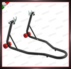CAVALLETTO ALZA MOTO SOLLEVATORE POSTERIORE FORCHETTE REGOLABILI NERO - Picture 1 of 1
