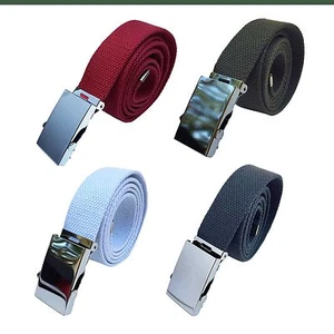Militar Cinturón de Tela Hombre Mujer Ajustable Cromo Hebilla Talla Única Para - Imagen 1 de 8