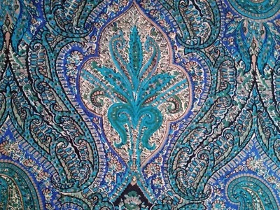 Vintage irregular shaped remnant of PAISLEY Liberty  VARUNA WOOL fabric  - Image 1 of 4