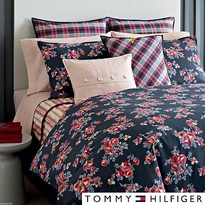 Tommy Hilfiger ALMOHADA RÚSTICA FLORAL TARTÁN 18" CUADRADA NIP $85. Foto 1 de 2