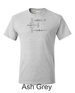 B25 Mitchell Flugzeuglinie Zeichnung bedruckt auf Herrenshirt.  KOSTENLOSER VERSAND!!!  - Bild 1 von 9